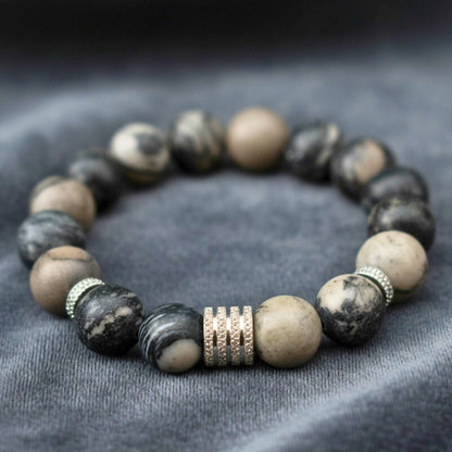 THE MEN THING Bead Bracelet LUMORA - 12mm Beads Bracelet with Natural Stone - Adjustable Bracelet