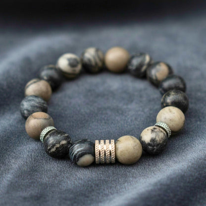 THE MEN THING Bead Bracelet LUMORA - 12mm Beads Bracelet with Natural Stone - Adjustable Bracelet