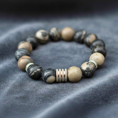 THE MEN THING Bead Bracelet LUMORA - 12mm Beads Bracelet with Natural Stone - Adjustable Bracelet