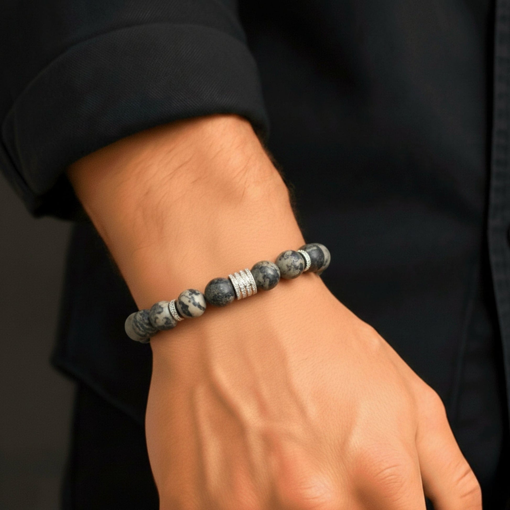 LUMORA - 12mm Beads Bracelet with Natural Stone - Adjustable Bracelet - THE MEN THING