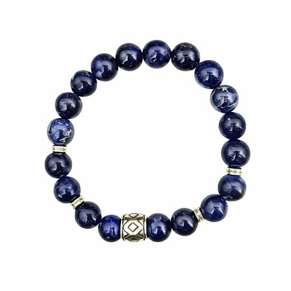 THE MEN THING Bead Bracelet MIDNIGHT NOVA - 12mm Beads Bracelet with Natural Stone - Adjustable Bracelet