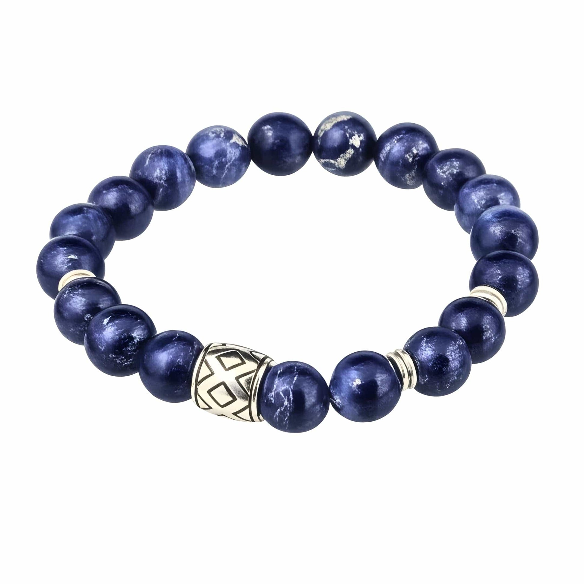 THE MEN THING Bead Bracelet MIDNIGHT NOVA - 12mm Beads Bracelet with Natural Stone - Adjustable Bracelet