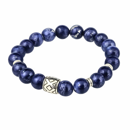 THE MEN THING Bead Bracelet MIDNIGHT NOVA - 12mm Beads Bracelet with Natural Stone - Adjustable Bracelet