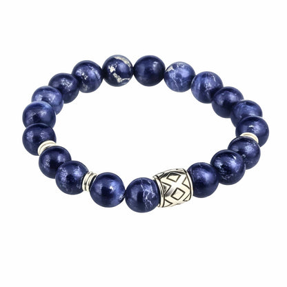 THE MEN THING Bead Bracelet MIDNIGHT NOVA - 12mm Beads Bracelet with Natural Stone - Adjustable Bracelet