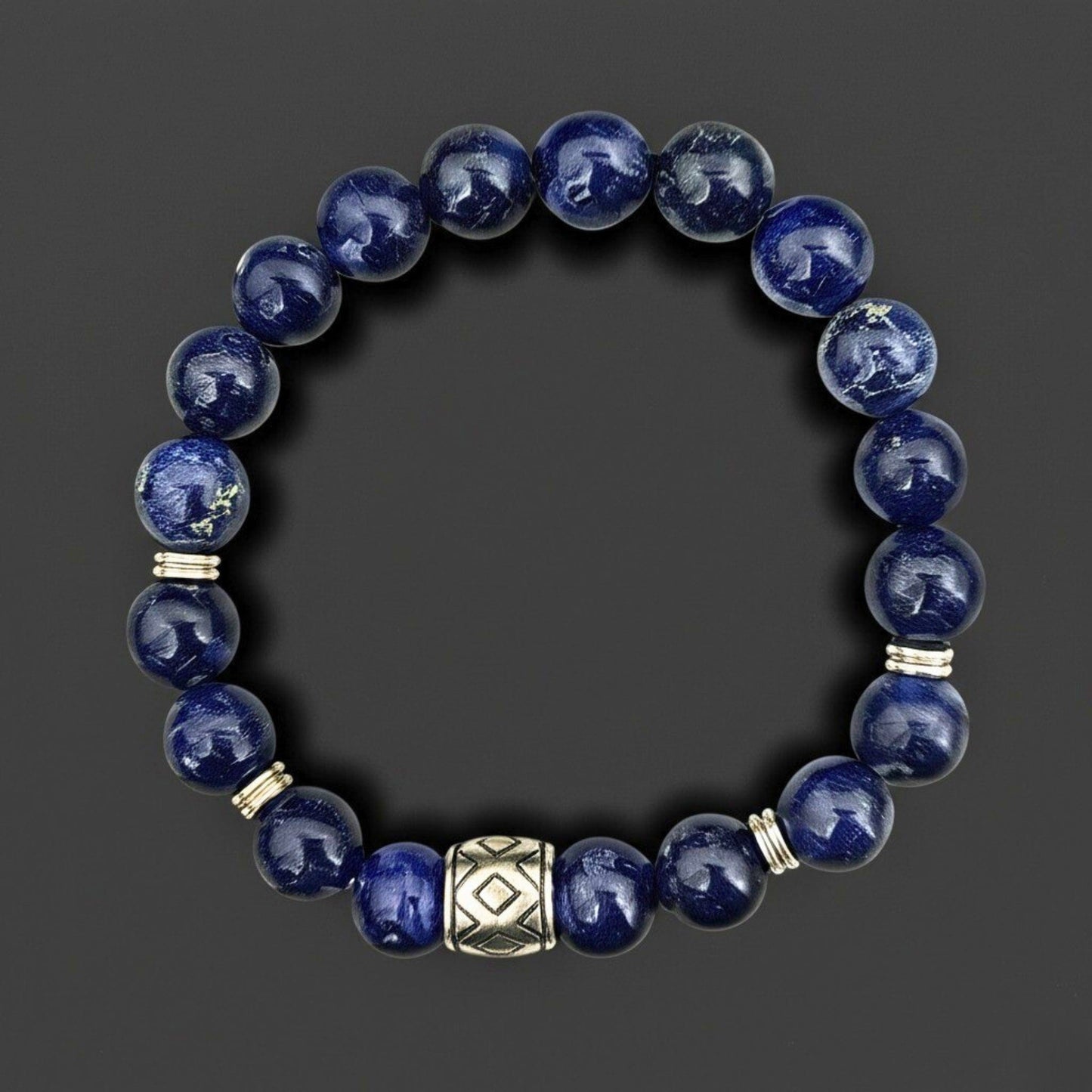 THE MEN THING Bead Bracelet MIDNIGHT NOVA - 12mm Beads Bracelet with Natural Stone - Adjustable Bracelet