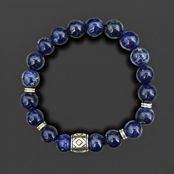 MIDNIGHT NOVA - 12mm Beads Bracelet with Natural Stone - Adjustable Bracelet
