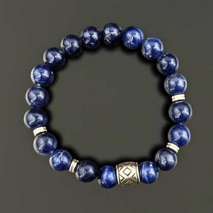 THE MEN THING Bead Bracelet MIDNIGHT NOVA - 12mm Beads Bracelet with Natural Stone - Adjustable Bracelet