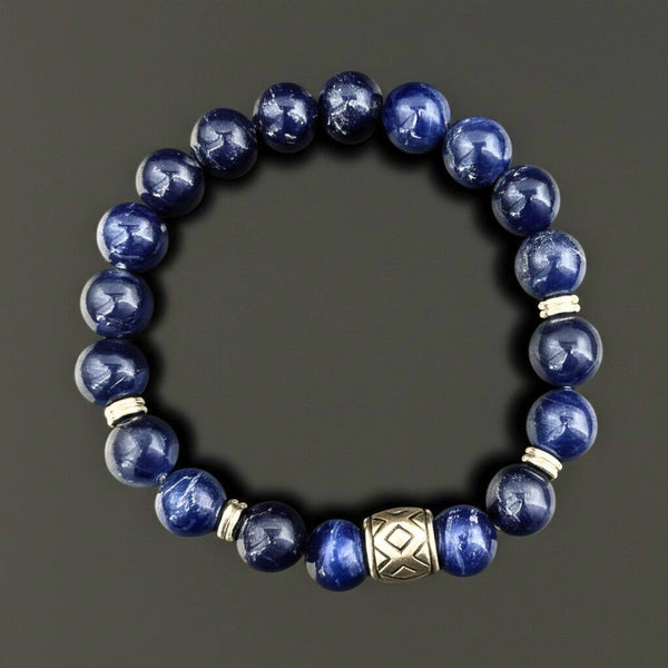 MIDNIGHT NOVA - 12mm Beads Bracelet with Natural Stone - Adjustable Bracelet