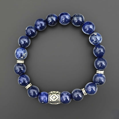 THE MEN THING Bead Bracelet MIDNIGHT NOVA - 12mm Beads Bracelet with Natural Stone - Adjustable Bracelet