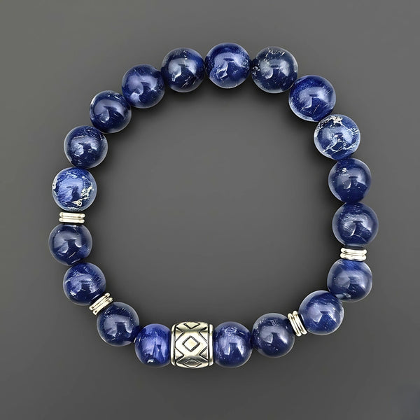 MIDNIGHT NOVA - 12mm Beads Bracelet with Natural Stone - Adjustable Bracelet