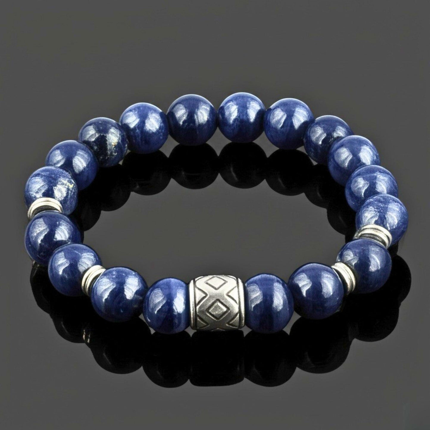 THE MEN THING Bead Bracelet MIDNIGHT NOVA - 12mm Beads Bracelet with Natural Stone - Adjustable Bracelet