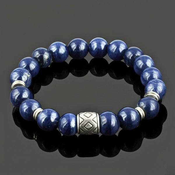 MIDNIGHT NOVA - 12mm Beads Bracelet with Natural Stone - Adjustable Bracelet
