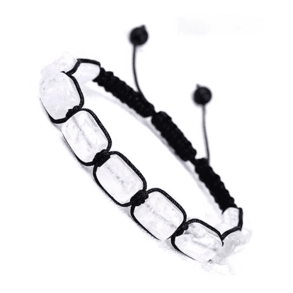 MOONSTONE SQUARE  - Beads Bracelet with Natural Stone - Adjustable Bracelet for Men & Boys