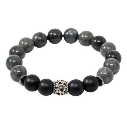 THE MEN THING Bead Bracelet MORVANE - 12mm Beads Bracelet with Natural Stone - Adjustable Bracelet