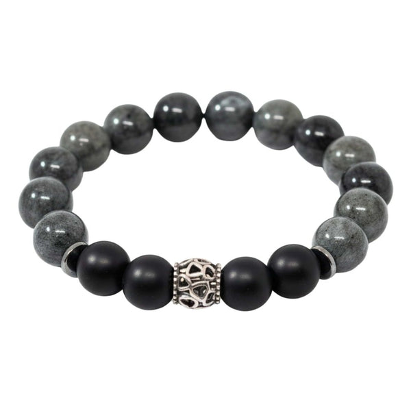 MORVANE - 12mm Beads Bracelet with Natural Stone - Adjustable Bracelet