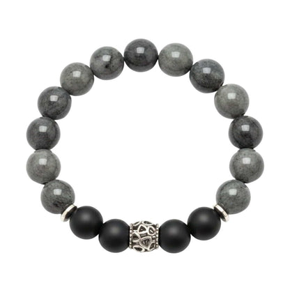THE MEN THING Bead Bracelet MORVANE - 12mm Beads Bracelet with Natural Stone - Adjustable Bracelet