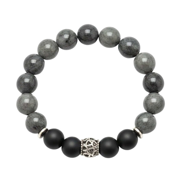MORVANE - 12mm Beads Bracelet with Natural Stone - Adjustable Bracelet