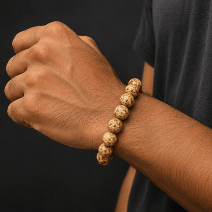 THE MEN THING Bead Bracelet MYSTIC DUNE - 12mm Beads Bracelet with Natural Stone - Adjustable Bracelet