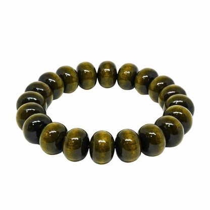 THE MEN THING Bead Bracelet MYSTIC GAZE - 16mm Wooden Beads Bracelet with Natural Stone - Adjustable Bracelet