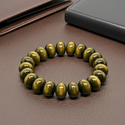 THE MEN THING Bead Bracelet MYSTIC GAZE - 16mm Wooden Beads Bracelet with Natural Stone - Adjustable Bracelet