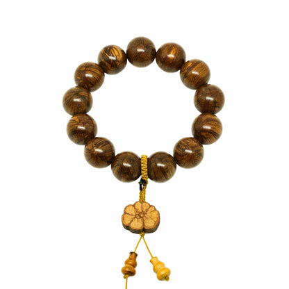 THE MEN THING Bead Bracelet NATURE BOUND - 21mm Wooden Beads Bracelet with Natural Stone - Adjustable Bracelet