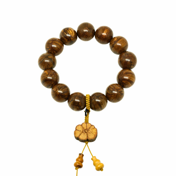 NATURE BOUND - 21mm Wooden Beads Bracelet with Natural Stone - Adjustable Bracelet