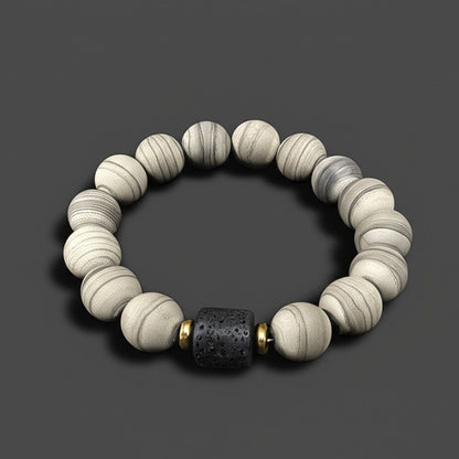 THE MEN THING Bead Bracelet NOIR ORBIT - 12mm Beads Bracelet with Natural Stone - Adjustable Bracelet