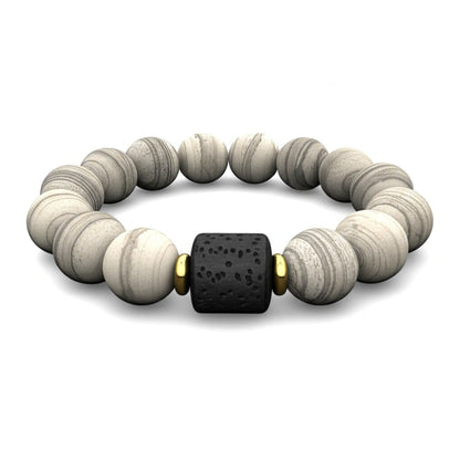 THE MEN THING Bead Bracelet NOIR ORBIT - 12mm Beads Bracelet with Natural Stone - Adjustable Bracelet