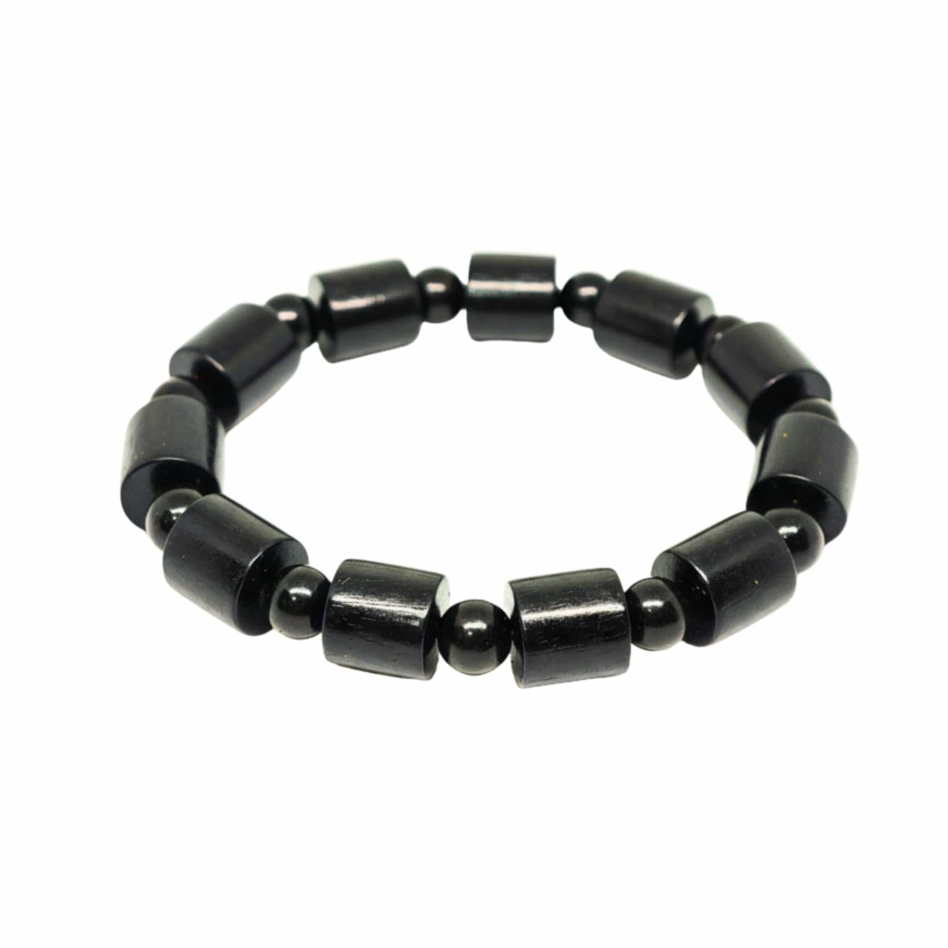 THE MEN THING Bead Bracelet NOIR VAULT  - 14mm Wooden Beads Bracelet with Natural Stone - Adjustable Bracelet
