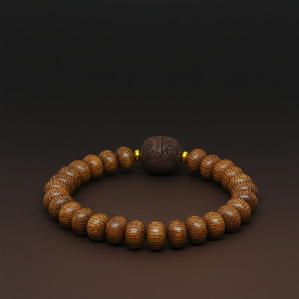 OAKEN BEAD - 10mm Wooden Beads Bracelet with Natural Stone - Adjustable Bracelet
