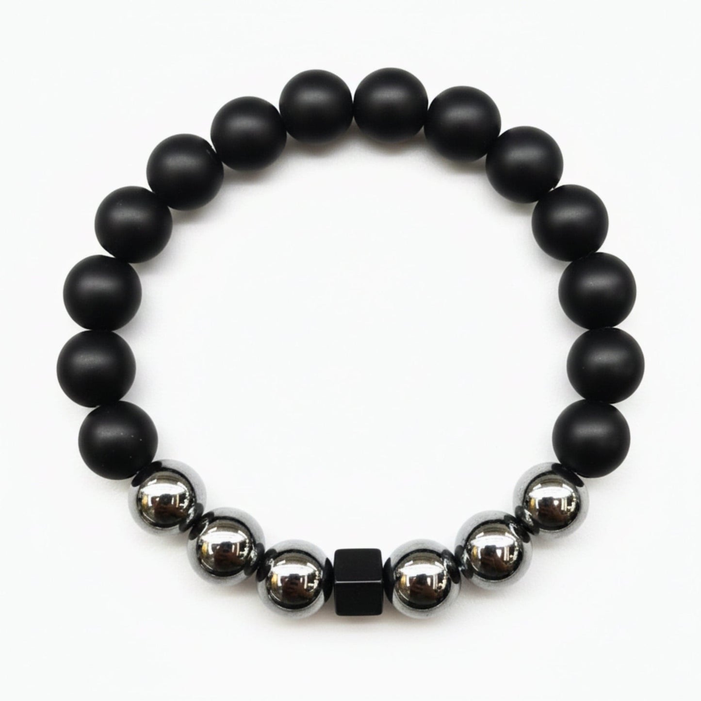 THE MEN THING Bead Bracelet OBSCURA - 12mm Beads Bracelet with Natural Stone - Adjustable Bracelet