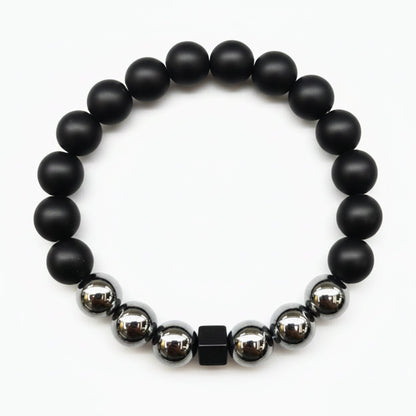 THE MEN THING Bead Bracelet OBSCURA - 12mm Beads Bracelet with Natural Stone - Adjustable Bracelet