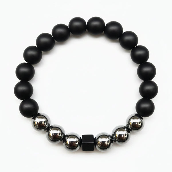 OBSCURA - 12mm Beads Bracelet with Natural Stone - Adjustable Bracelet