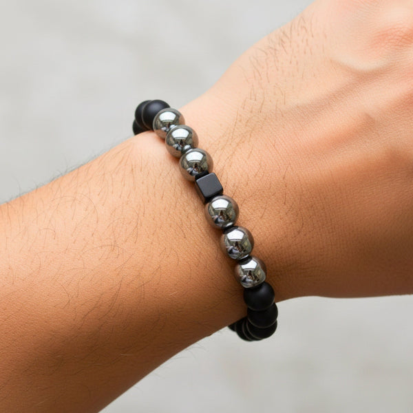 OBSCURA - 12mm Beads Bracelet with Natural Stone - Adjustable Bracelet