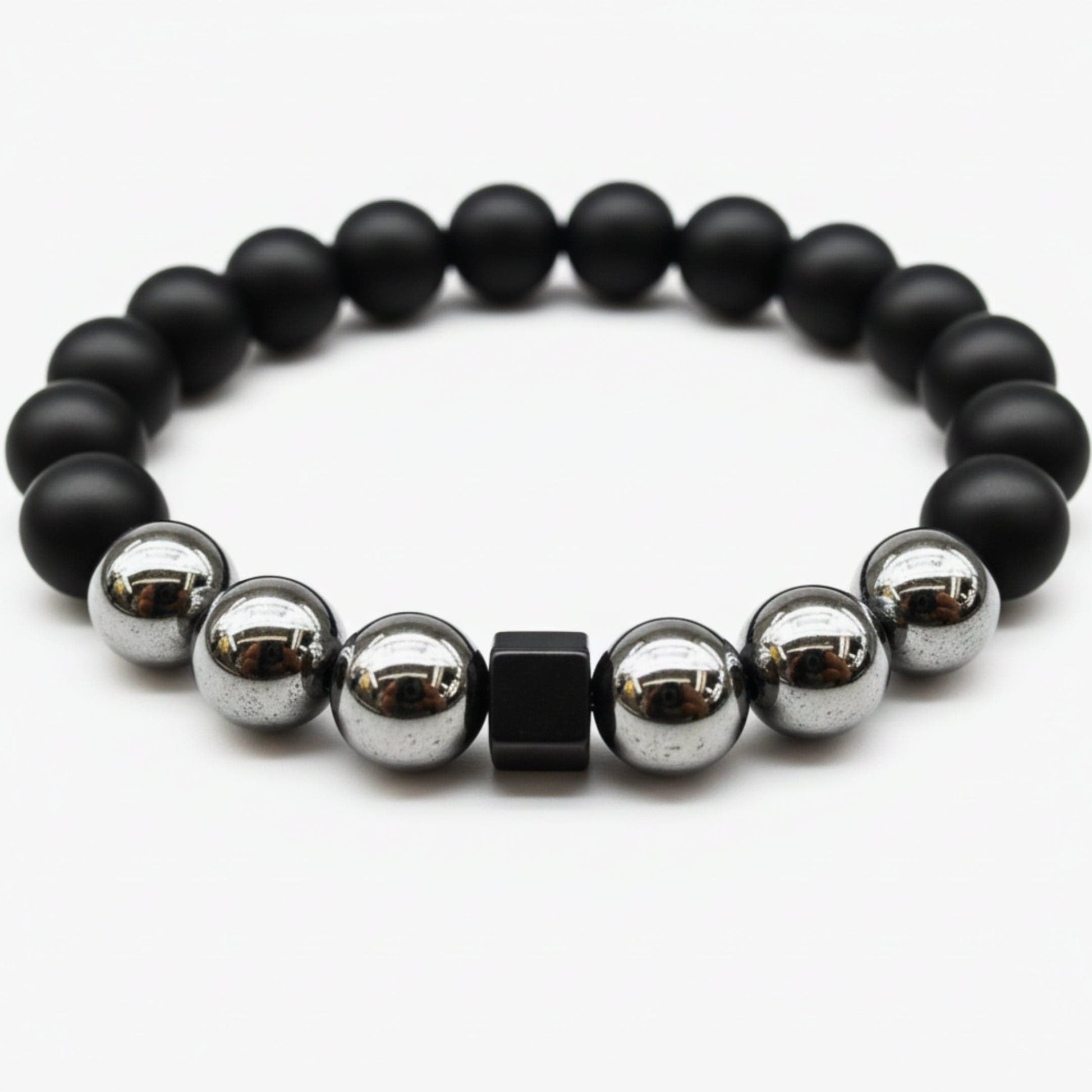 THE MEN THING Bead Bracelet OBSCURA - 12mm Beads Bracelet with Natural Stone - Adjustable Bracelet