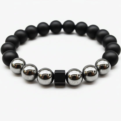 THE MEN THING Bead Bracelet OBSCURA - 12mm Beads Bracelet with Natural Stone - Adjustable Bracelet