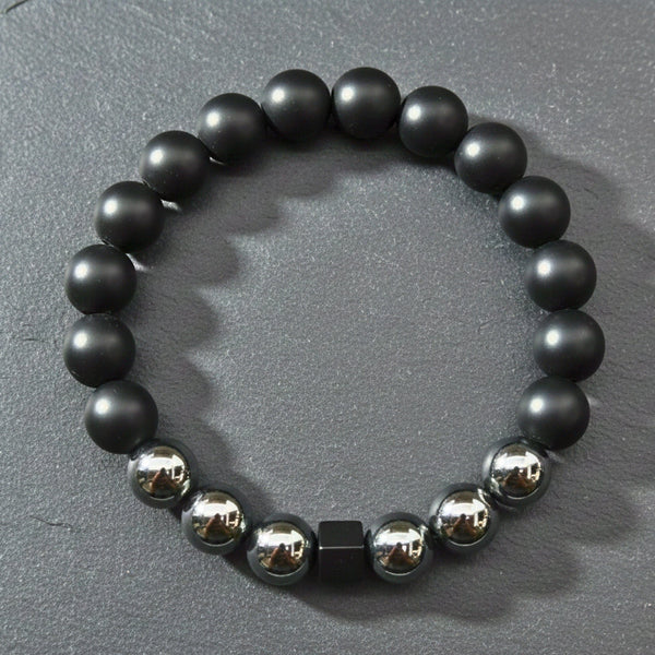 OBSCURA - 12mm Beads Bracelet with Natural Stone - Adjustable Bracelet