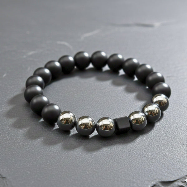 OBSCURA - 12mm Beads Bracelet with Natural Stone - Adjustable Bracelet