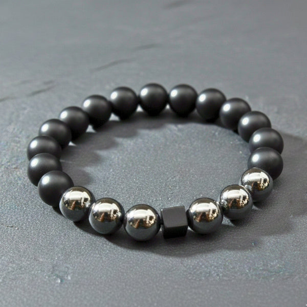 OBSCURA - 12mm Beads Bracelet with Natural Stone - Adjustable Bracelet