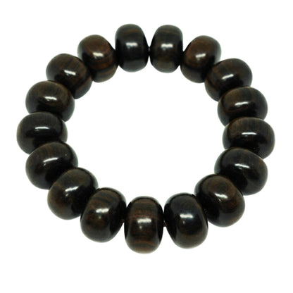 THE MEN THING Bead Bracelet OBSIDIAN CREED  - 20mm Wooden Beads Bracelet with Natural Stone - Adjustable Bracelet