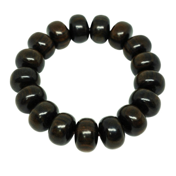 OBSIDIAN CREED  - 20mm Wooden Beads Bracelet with Natural Stone - Adjustable Bracelet