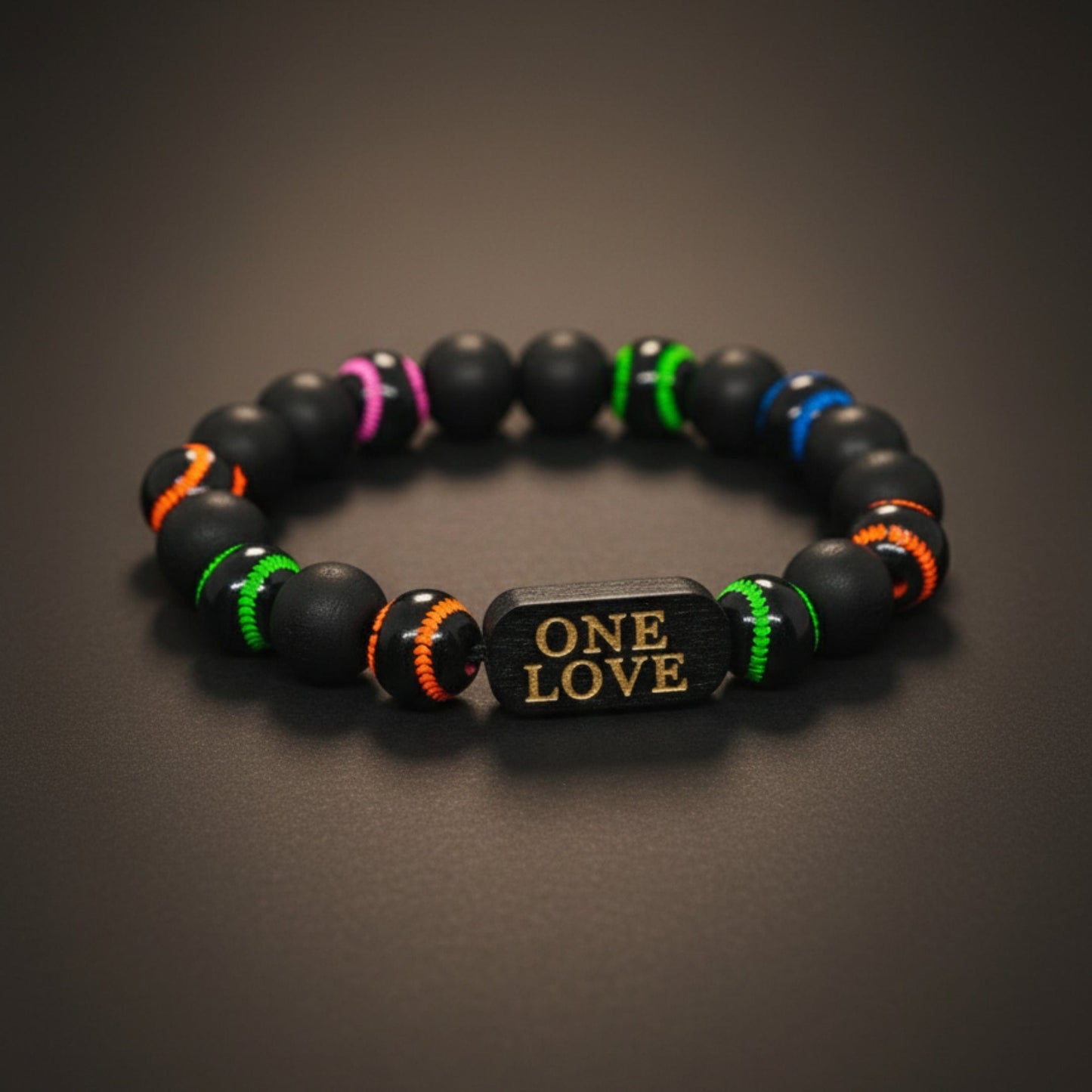 THE MEN THING Bead Bracelet ONE LOVE VIBE - 13mm Beads Bracelet with Natural Stone - Adjustable Bracelet