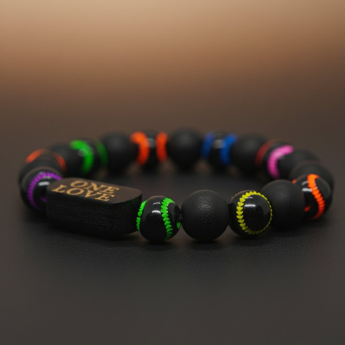 THE MEN THING Bead Bracelet ONE LOVE VIBE - 13mm Beads Bracelet with Natural Stone - Adjustable Bracelet