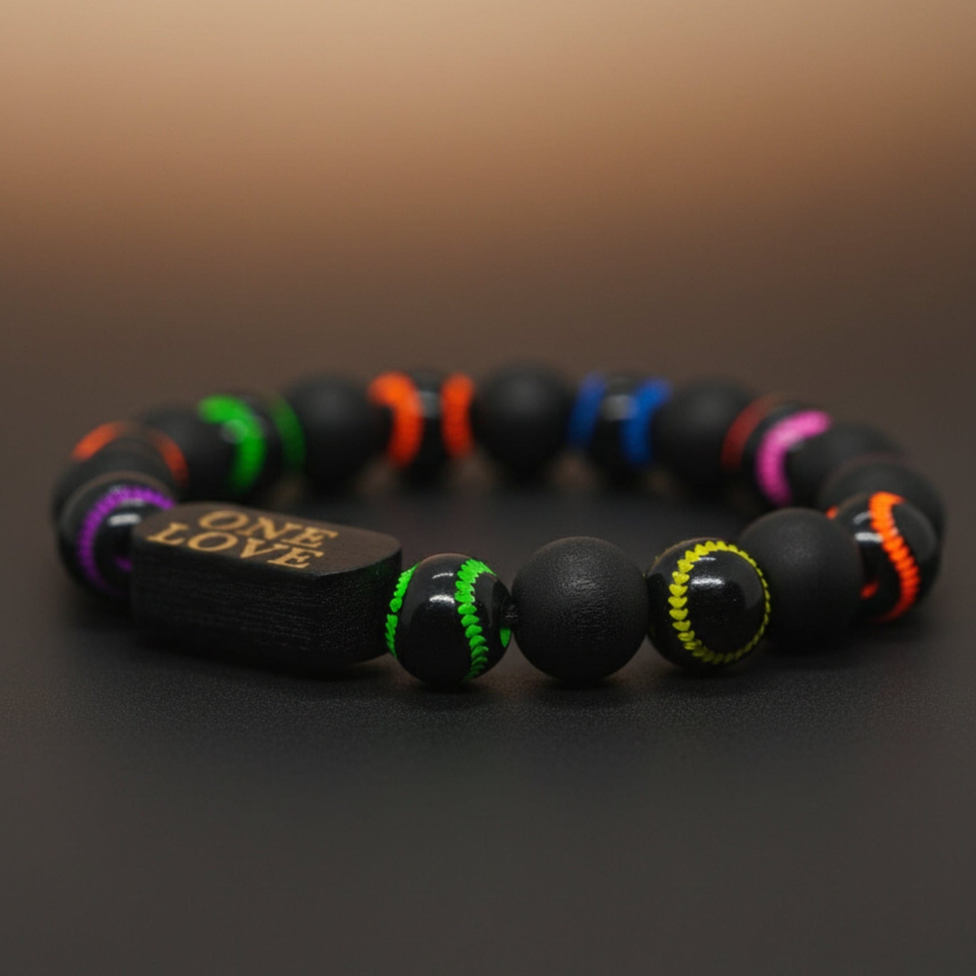 THE MEN THING Bead Bracelet ONE LOVE VIBE - 13mm Beads Bracelet with Natural Stone - Adjustable Bracelet