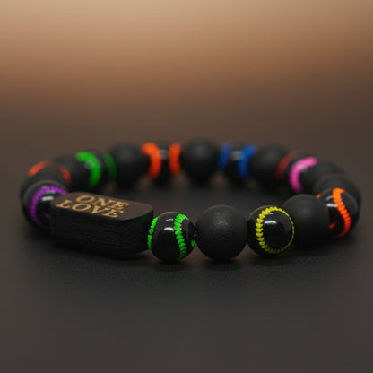 THE MEN THING Bead Bracelet ONE LOVE VIBE - 13mm Beads Bracelet with Natural Stone - Adjustable Bracelet