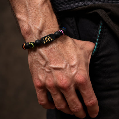 THE MEN THING Bead Bracelet ONE LOVE VIBE - 13mm Beads Bracelet with Natural Stone - Adjustable Bracelet