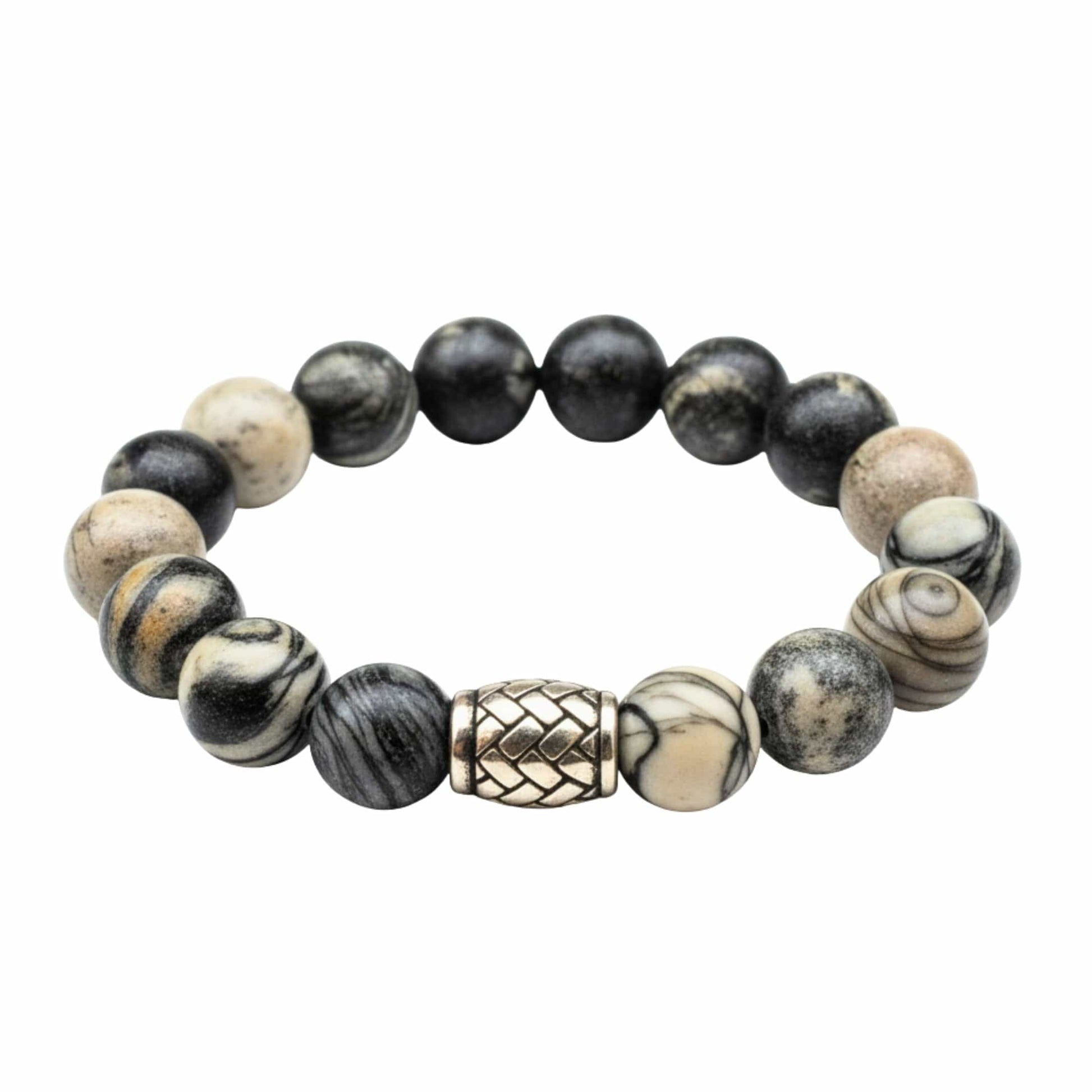 THE MEN THING Bead Bracelet PICASSO JASPER - 12mm Beads Bracelet with Natural Stone - Adjustable Bracelet
