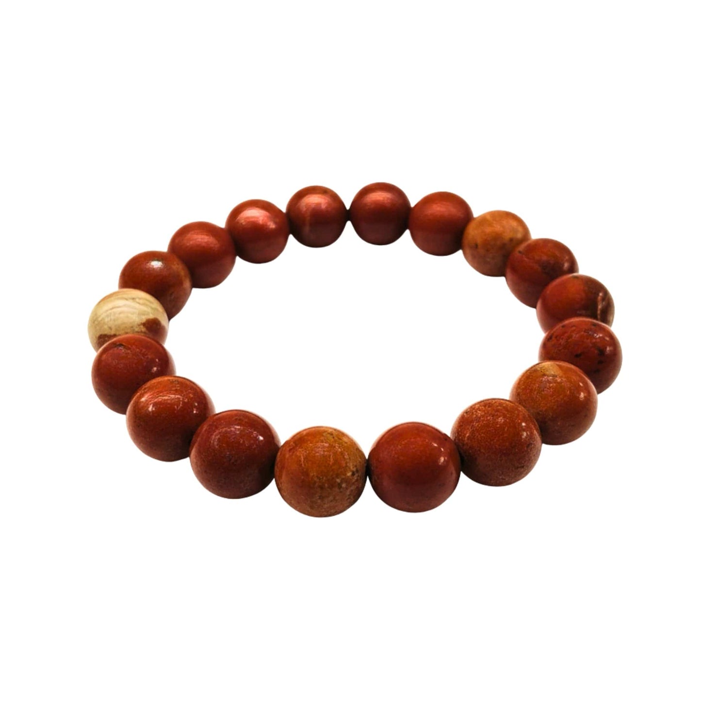 THE MEN THING Bead Bracelet RED JASPER - 12mm Beads Bracelet with Natural Stone - Adjustable Bracelet