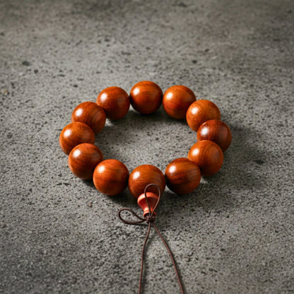 THE MEN THING Bead Bracelet ROVERE - 21mm Wooden Beads Bracelet with Natural Stone - Adjustable Bracelet
