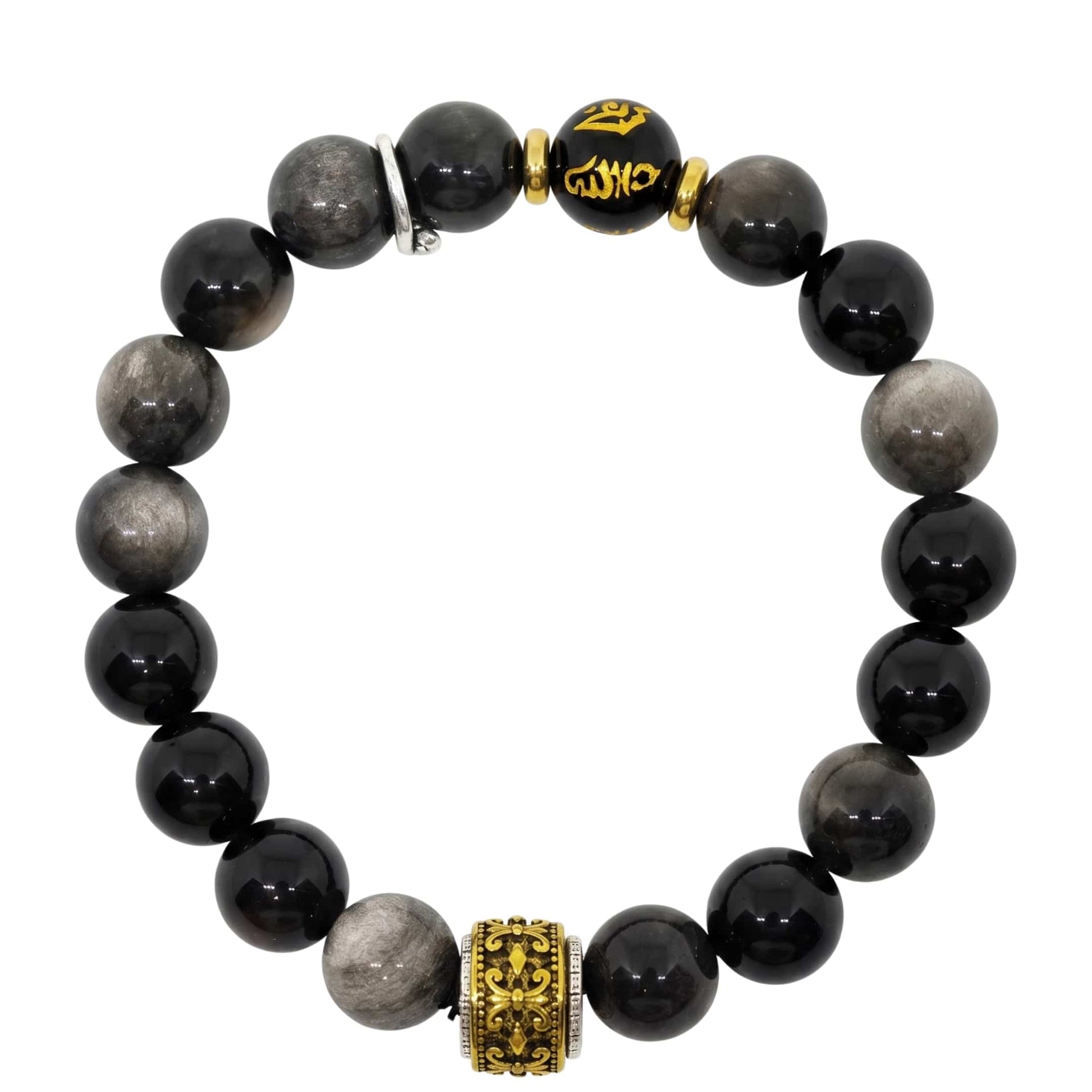 THE MEN THING Bead Bracelet ROYAL ONYX - 12mm Beads Bracelet with Natural Stone Adjustable Bracelet for Men & Boys